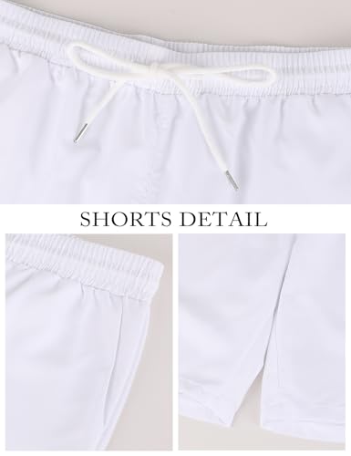 Image of Yimoon Men's Summer 2 Piece Outfits Tropical Print Short Sleeve Button Down Hawaiian Beach Shirt and Shorts Set
