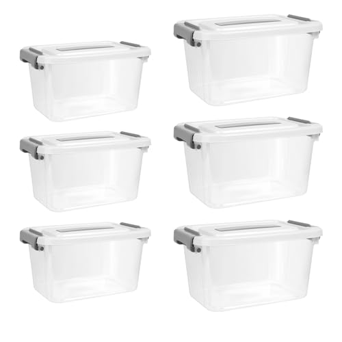 RAIN QUEEN おもちゃ収納 収納カゴ 蓋付き レゴ用 収納ボックス トミカ 収納 ブロック収納 おもちゃ箱 積み木 レゴ収納ボックス 6個セット コンテナボックス 玩具収納 積み重ね 透明 整理整頓