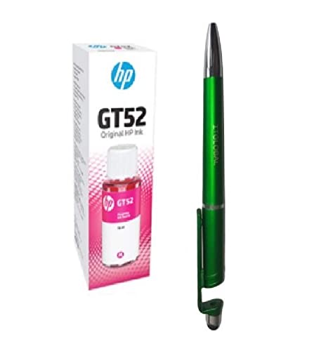 HP GT 52 Magenta Ink Bottle | Bundle ITGLOBAL® 3in1 Multi-Function Mobile Phone Stand, Stylus Pen, Anti-Metal Texture Rotating Ballpoint Pen (Very Colors)