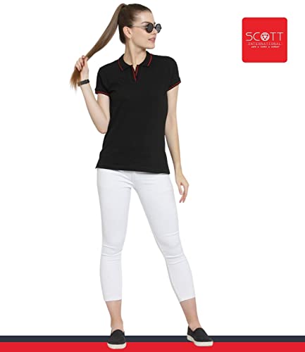 Image of Scott International Women's Regular Fit 100% Pure Organic Cotton Polo T-Shirt | Womens Polo Collar Neck T-Shirt | Cotton Plain Polo Neck Half Sleeve T-Shirt | Tshirts for Women