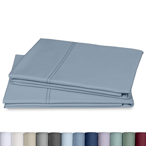 Image of California Design Den 800 Thread Count 2-Pack Queen Size Pillow Case | Soft & Thick 100% Cotton Sateen Backed by GH Seal, Classic Side Opening 4 inch Hem, Fits Standard & Queen Pillows - Dusty Blue
