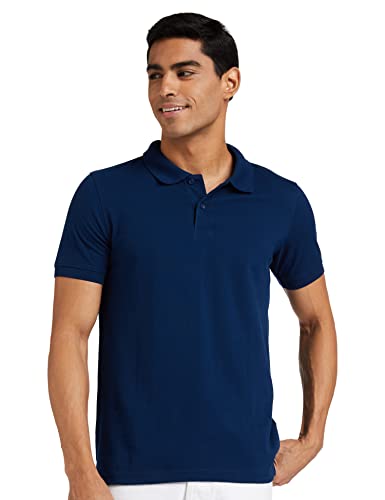 Amazon Brand - Symbol Men's Cotton Rich Solid Polo T-Shirt Regular Fit (Available in Plus Size)