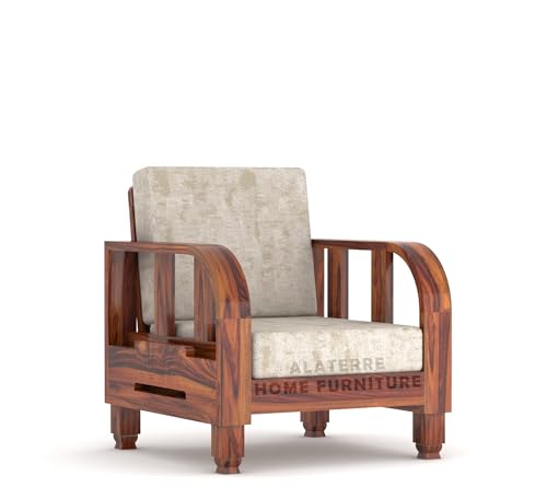 Image of Sheesham Wood Sofa Set Wooden Sofa Set Furniture, Modern Sofa Set, Unqiue Comfort Sofa Set, 5 Seater Sofa Set with Cushions, Without Pillow, (Sofa Set 3+1+1) Honey Finish