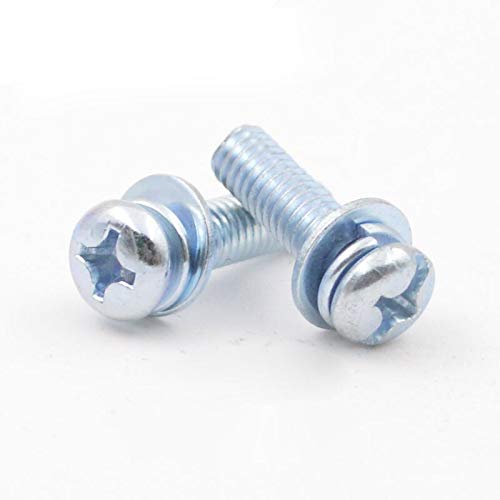 M5 M6 Pan Head Screw with Washer Bolts Screws Carbon Steel Length 8mm-30mm - (Size: M5 X30mm(20pcs)) SCRW-114251