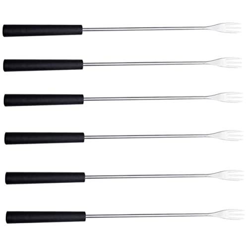 ABOOFAN 6Pcs Stainless Steel Fondue Fork Kitchen Tool for Cheese and Dipping Comfortable Grip for Household Use for Sharing Desserts