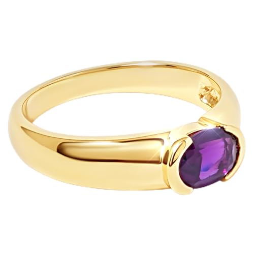 Fionna Jewelry Womens Ring 18K Gold Vermeil on 925 Sterling Silver with Oval Gemstone and Comfort Fit Band durable elegant and perfect for everyday wear Amethyst