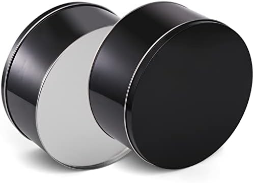 Yopay 3 Pack Cookie Tin with Lid, Round Gift Tin, Black Baking Cake Container for Storing Patisseries, Snack, Chocolate, Easter, Special Occasion, Holidays, 7" Wide by 3.2" Tall