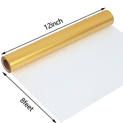 Image of guangyintong Shiny Golden Heat Transfer Vinyl HTV Rolls, 12 inch x 8ft PU Iron on Vinyl Bundle for T-Shirts, Stretchy Thin Soft HTV Vinyl for All Cutter Machine Easy to Cut & Weed for Heat Vinyl Design