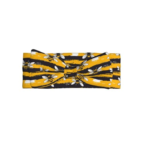 Black Yellow Striped Bee Print Baby Girl Bows Headbands Baby Girls Newborn Headbands Infant Toddlers 0-6 Months