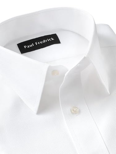Paul Fredrick Men's Non-Iron Cotton Herringbone Straight Collar Dress Shirt3