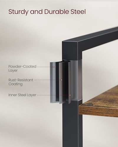 VASAGLE 4-Tier Bookshelf, Bookcase, Shelving Unit, for Office, Study, Living Room, Bedroom, 24 x 40 x 107 cm, Industrial, Rustic Brown and Ink Black LLS099B01