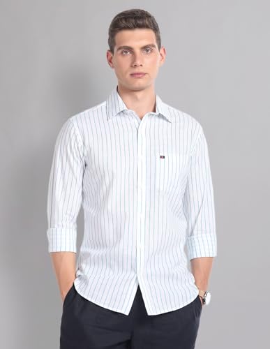 Image of AD by Arvind Vertical Stripe Cotton Summer Shirt