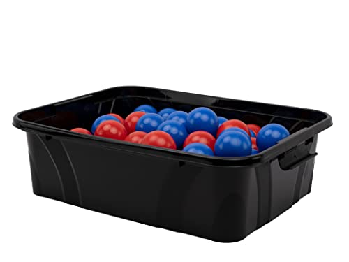 goodsforbusiness Aufbewahrungsbox + Deckel L51 x B38,5 x H14,8cm, 21 Liter Transportbox schwarz | Lebensmittelbox lebensmittelgeeignet Kunststoffbehälter Lagerbox stapelbar Wäschebox