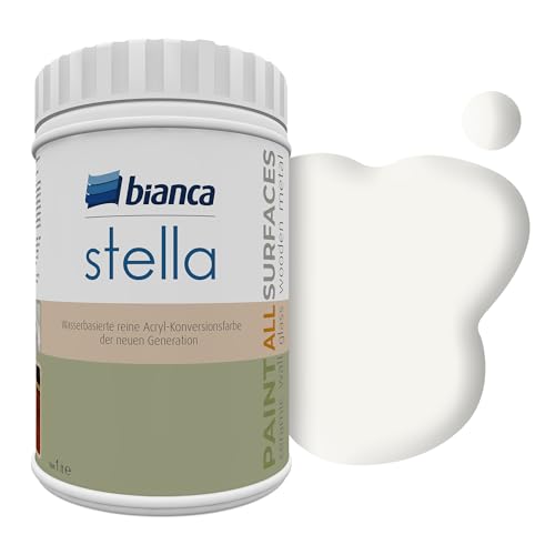 Bianca Stella Peinture de Meuble Premium pour Cuisine & SdB, Blanc sable, 1000ml, Peinture Meubles de Cuisine à Base d'Eau, Toutes Surfaces, Bois, Carrelage & Métal