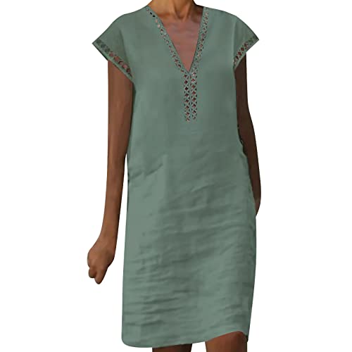 Robe de mode pour femmes en coton lin : vêtement basique chic pour un été décontracté