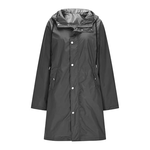 Chaqueta de lluvia larga para mujer anorak impermeable gris S 3