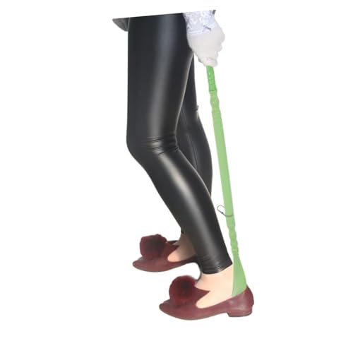 Amosfun - Amosfun Hollow Long Handle Shoehorn Massage Claw, Green Pp Shoe Horn Tool for Men Women Seniors, Hanging Design for Travel and Daily Use