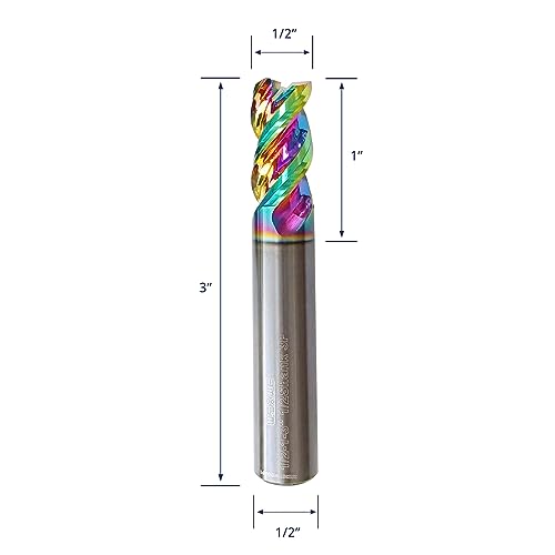 Image of Tools DLC Series Carbide Square End Mill, Diamond-Like Coating, End Mill for Aluminum, Copper, Magnesium Alloys, High Silicon Aluminum, Composite Materials,3 Flute,1 /2 Shank (0.5(1 /2) inch, 2pcs)