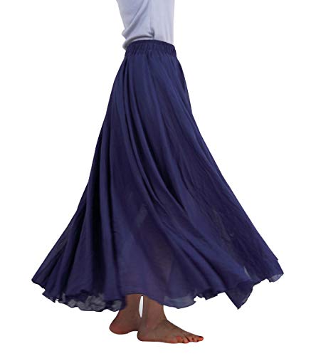 FEOYA Maxi Skirts for Women Cotton Linen Bohemian Long Skirt Two Layer Swing A-Line Flowy Skirt3