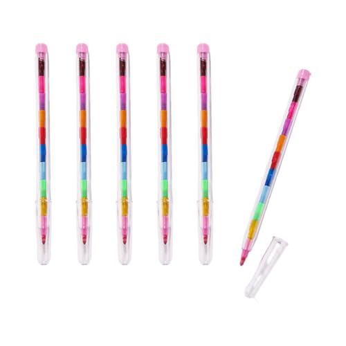 6 Ceras de Colores para Niños，Lápices de Arcoíris Apilables，Crayones apilables de 11 colores，Apilando Lápices de Colores，Lápices de Colores para Dibujo en la Escuela，Juego de Ceras Colorear para regal
