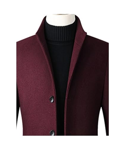 Image of SOMTHRON Men's Trench Coat Wool Blend Slim Fit Top Coat Single Breasted Business Overcoat