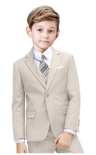 Image of Suit for Boy Formal Slim Fit Tuxedo 5 Pieces Kids Toddler Wedding Outfit Blazer Pants Vest Set Boys Suits