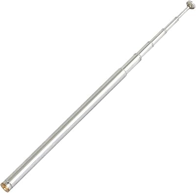 Unifizz 2mm Dia Silver Female Thread FM Portable Radio TV 6 Sections Telescopic Antenna 480mm