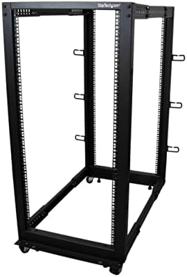 StarTech.com 25U Open Frame Server Rack - 4 Post Adjustable Depth (22" to 40") Network Equipment Rack w/ Casters/ Levelers/ Cable Management (4POSTRACK25U)