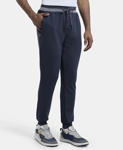 Image of Jockey AM05 Men Super Combed Cotton Rich Pique Slim Fit Jogger with Zipper Pockets