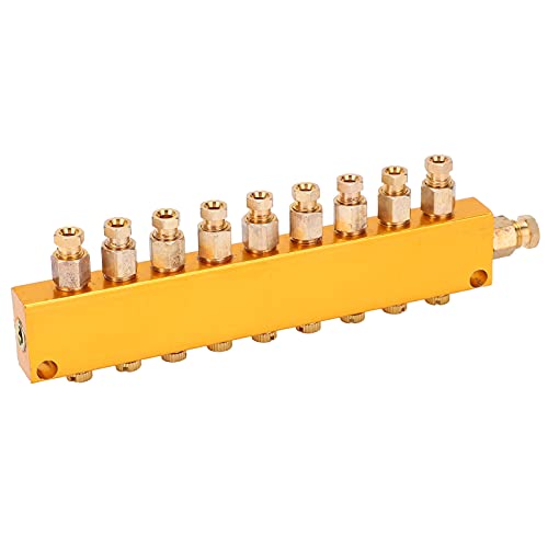 Oil, Adjustable Brass Lubricant Plunger, Separator Divider Valve Lubrication System, Flexible Oil for Lubrication Systems (1 in 9 Out)