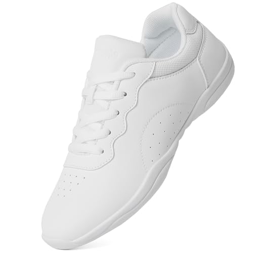 Image of Cheer Shoes for Youth Girls White Cheerleading Athletic Dance Shoes Tennis Sneakers for Competition Sport Training