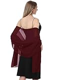 Hotshawl Chiffon Shawls and Wraps for Evening Dresses Women Elegant Soft Scarf Bridal Scarve Wedding Stole (Burgundy, One Size)