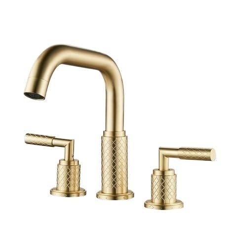 Robinet de salle de bain en or brossé pour lavabo et baignoire à double bouton