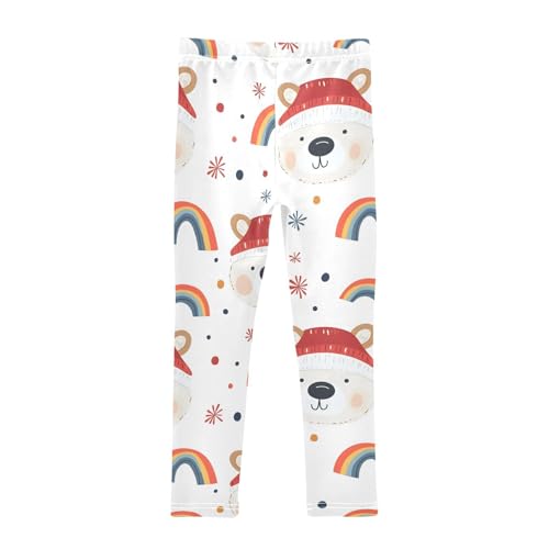 Cartoon Bear Rainbow Girls Leggings Ultra Soft Compression Yoga Gym Pants for Kids 4-10T2