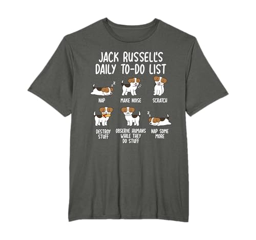 Regalos Divertidos Jack Russell Camiseta Temática de Perro Jack Russell Terrier Daily To Do List, Hombre, Unisex Niños, Manga Larga, Pequeño, Negro Regalos Divertidos Jack Russell Camiseta Temática de Perro Jack Russell Terrier Daily To Do List, Hombre, Unisex Niños, Manga Larga, Pequeño, Negro