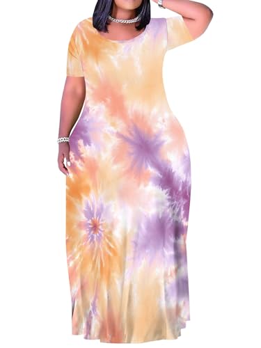 Image of Plus Size Maxi Dresses for Curvy Women T-Shirt Summer Sun Dresses Loose Fit
