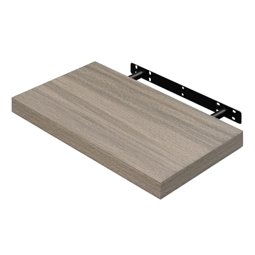 WOLTU Schweberegal Wandregal freischwebend Regal Wandboard Bücherregal Holz Board für Bücher, Bilder, Deko 40x23x3.8cm graue Holzoptik