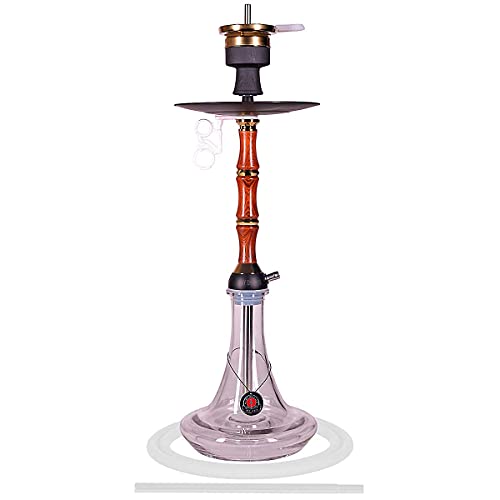 Amy Deluxe Shisha 113.01 Bamboo - 71 cm, Transparent, Wasserpfeife, Hookah, Steck-Pfeife mit holzummantelter Edelstahl…