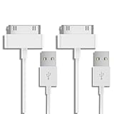 2-Pack 30 Pin Charger Cable for iPhone 4/4S/3G/3GS, Old iPad 1/2/3, iPod Nano Touch Classic, Replacement USB Sync and Charging Cable Cord (3.3Ft)