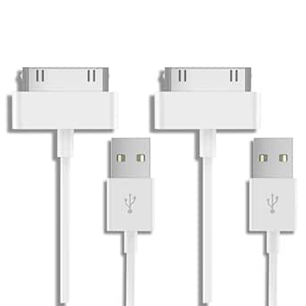 2-Pack 30 Pin Charger Cable for iPhone 4/4S/3G/3GS, Old iPad 1/2/3, iPod Nano Touch Classic, Replacement USB Sync and Charging Cable Cord (3.3Ft)