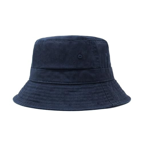 Hot Summer Bucket Hat - Trendy Cotton Sun Hat for Beach Golf Fishing - Fun Outdoor Vacation Boonie for Men and Women (Navy.)