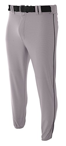 A4 Mens Pro-Style Elastic Bottom Baseball Pant, Medium, Gray/Black