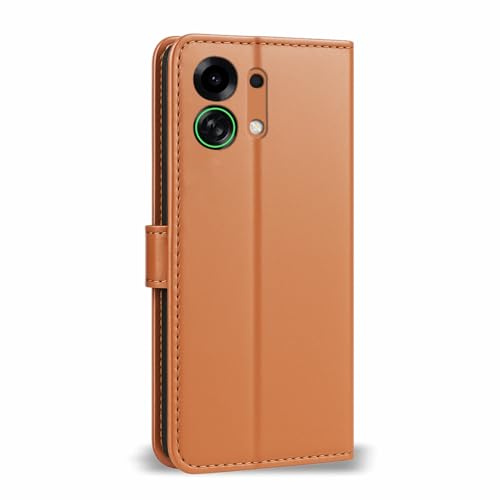 Image of AIBEX Shock Proof Flip Compatible for Oppo K13 Turbo 5G / Oppo K13 Turbo Pro 5G Flip Cover Leather Finish | Inside TPU with Card Pockets | Wallet Stand | Complete Protection Flip Case- Brown