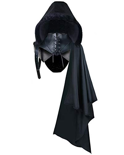 H&ZY Men Steampunk Gothic Victorian Black Medieval Leather Shrug Cape Shawl Halloween Costume Adult Cloak Large
