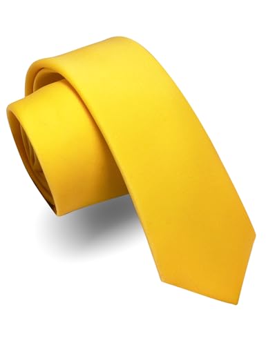 JEMYGINS Cravate Homme Mate 6CM Étroit Slim Plusieurs Couleurs Disponibles en Soie Compris Boîte jaune vif