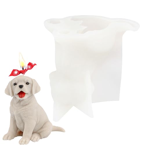 Moldes de vela para perros 3D - Lindo pequeño Golden Retriever, 3 D moldes de vela |8 Molde de silicona Golden Retriever para hacer cubitos de hielo molde de resina regalos artesanía decoración del