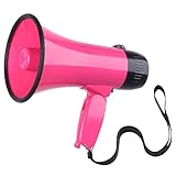 Flydot Megaphone with Speaker Microphone Siren and 240-Second Recording Bullhorn Includes Volume Control for Outdoor Events and Crowd Management (Black Pink)