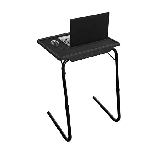 WOW MATE Laptop Table Size 53x40cm 6 Heights 3 Angles Adjustable Steel Frame Polypropylene Top Metal Frame Table for Home Study and Office use (Black, Large)
