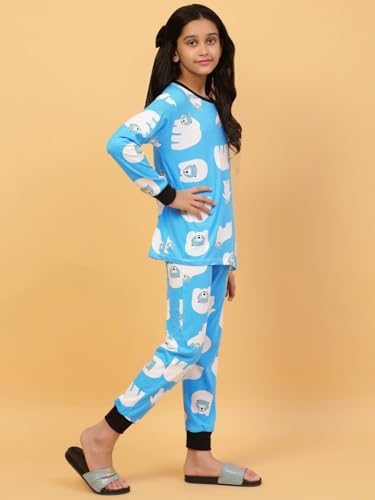 Image of Ninos Dreams Cotton Girls Full Sleeves Coord Set ! Night Suit for Girls ! Tshirt with Jogger Set
