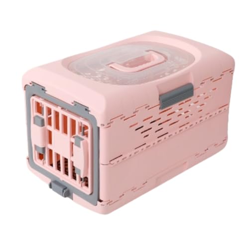 SIzlaho ポータブル犬ケージ、ペット航空ボックス、折りたたみ式、ポータブル、通気性、ペットカーバッグ、軽量、通気性、便利、犬や猫に最適、旅行 (小さなピンク)